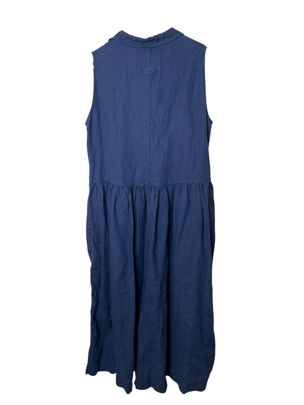 Frank & Eileen DAPHNE Popover Linen Maxi Shirt Dress Navy Large - Picture 6 of 14